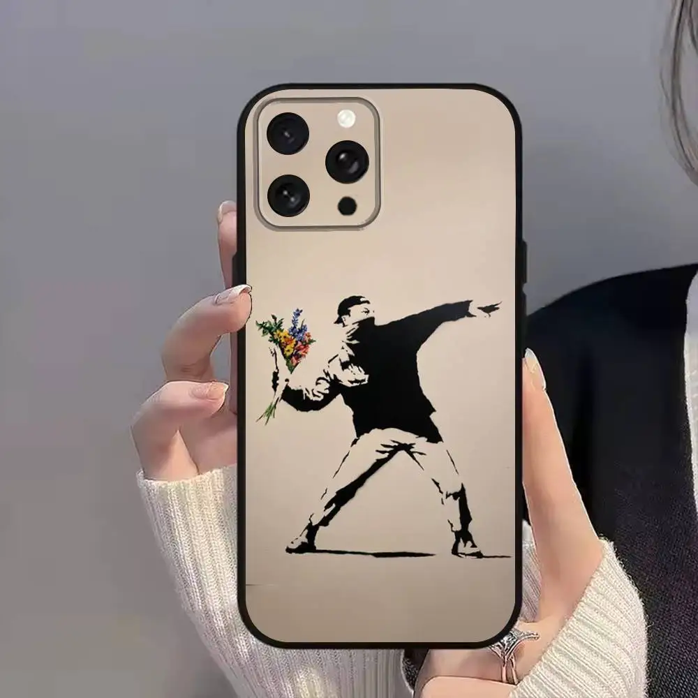 Art G-Graffiti BanksyS Phone Case For iPhone 11,15,16,14,13,17,12,Pro,SE4,Plus,E,Max,Air,Mini Black Cover