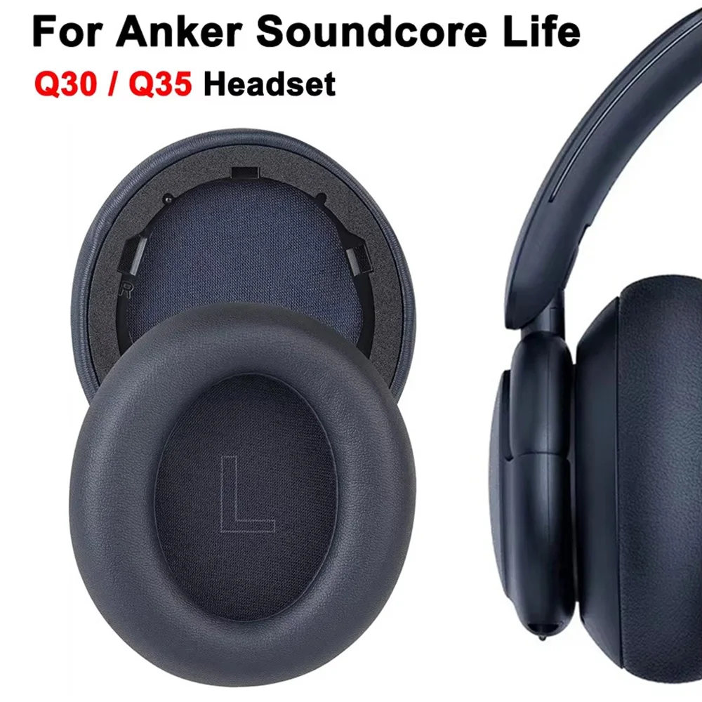 Амбушюры ForAnker Soundcore Life Q30 Q35, наушники из пены с эффектом памяти, подушечки для ушей, сменные амбушюры из протеиновой кожи, чехол