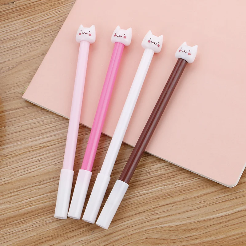 

12/60 Pcs Creative Cartoon Cat Neutral Pens Lovely Student Stationery Black Water Pen High Quality Office Supplies