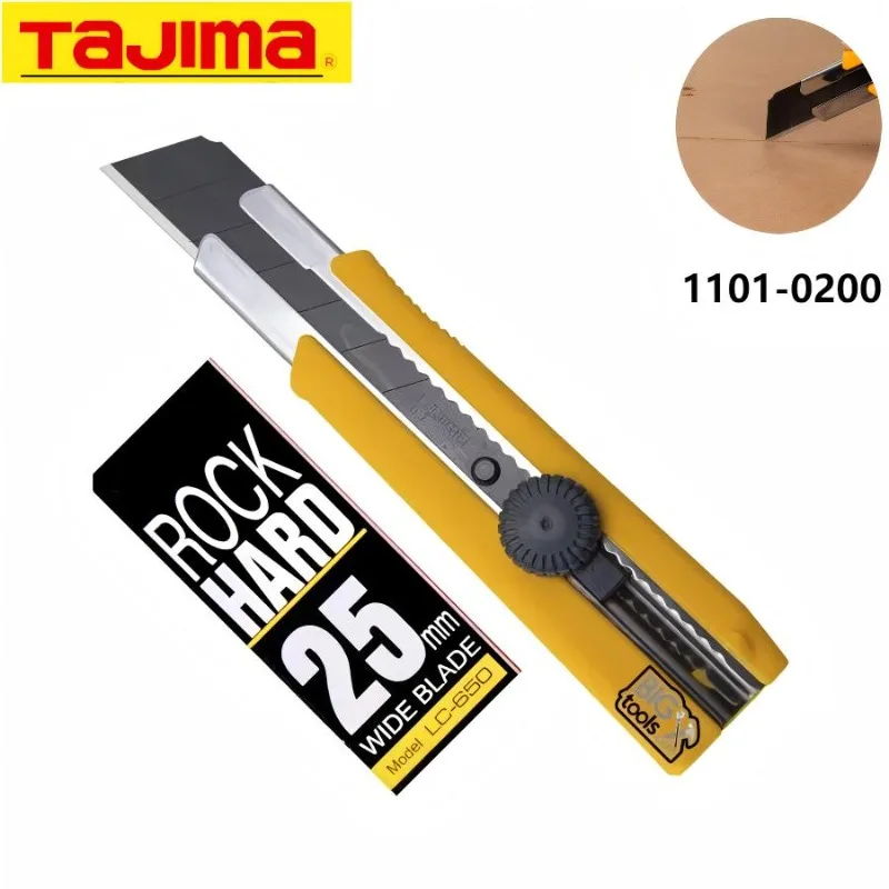 TAJIMA LC650B Heavy Duty Stainless Steel Cutter 25mm Blade w/Auto Lock - Sharp, Safe for Fabric/Paper/DIY, Hand Tool 1101-0200