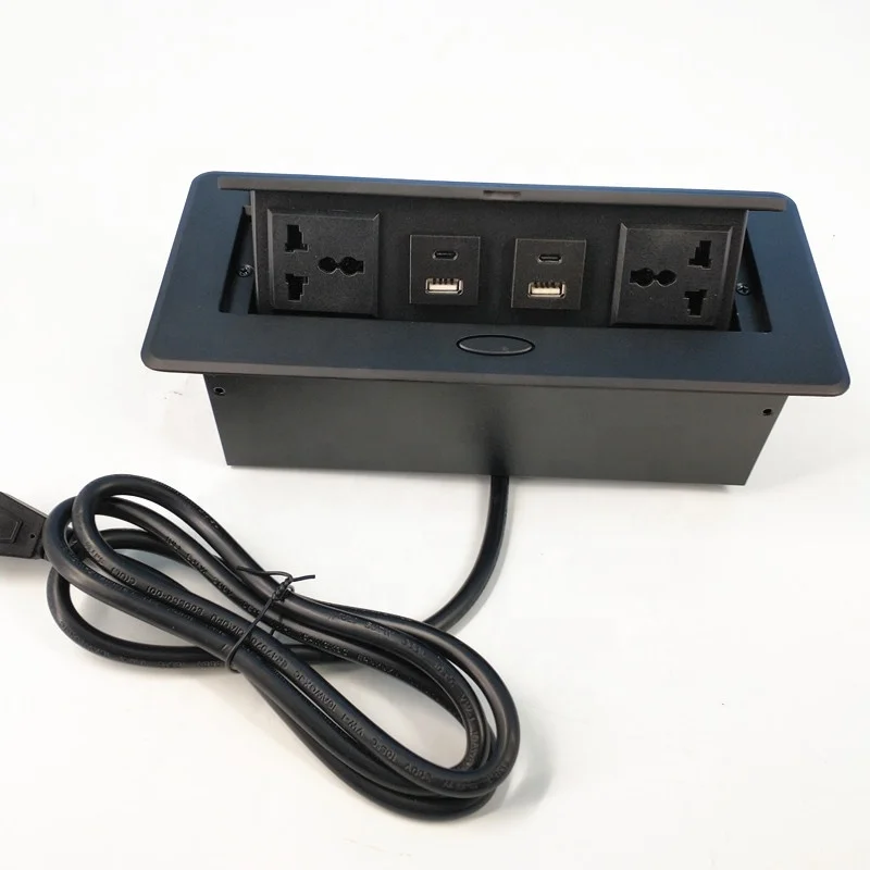 

Factory new universal Desk Conference Table Pop-up Outlets Multimedia Outlet Socket Connection Box with 2USB-C charging port