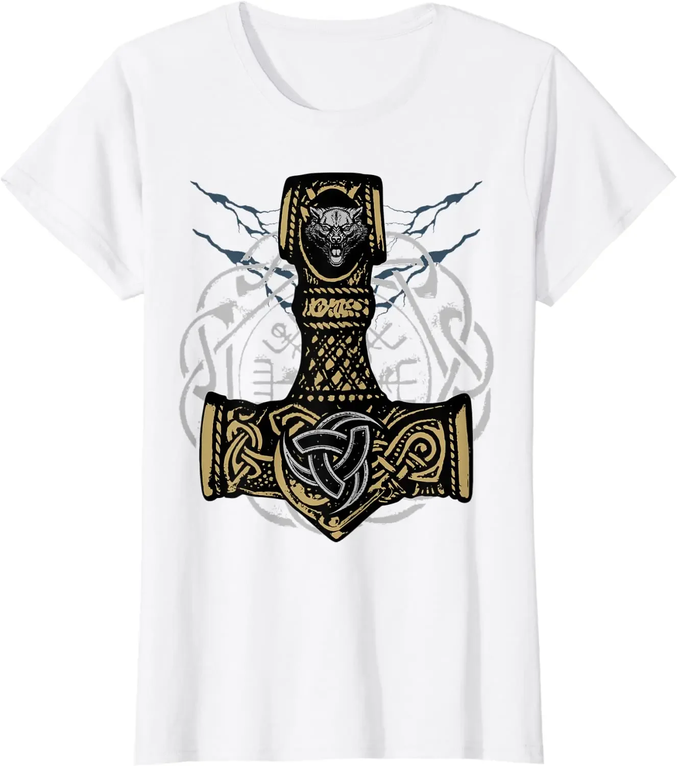 Thors Hammer Triple Horn of Odiinn Men T-Shirt Short Sleeve Casual 100% Cotton O-Neck Summer Shirt