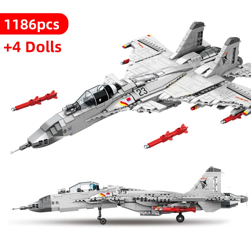 1186 PCS J-15 Shipborne Fighter Building Blocks Airplane Military City Plane Helicopters Brick Construction Children Toy