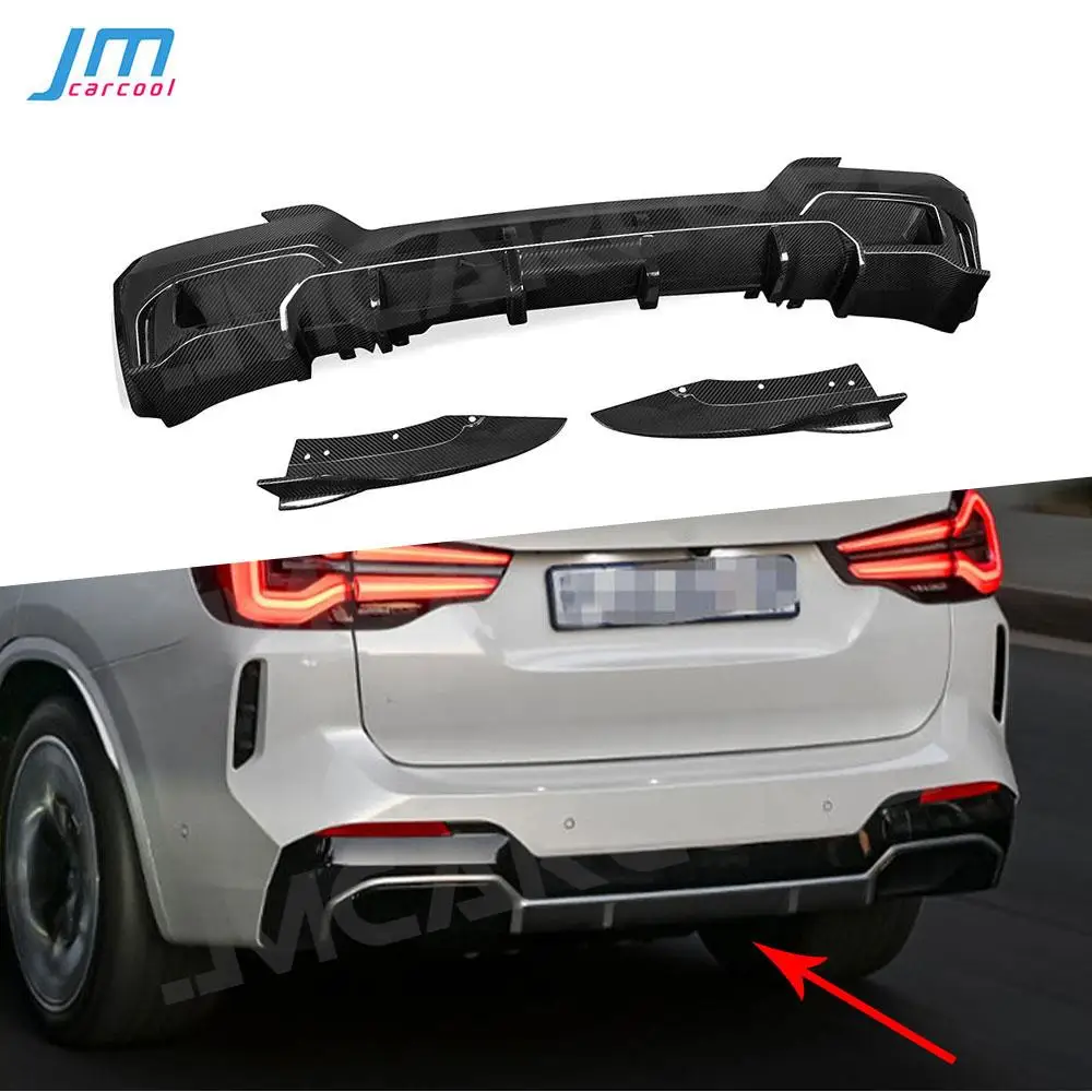 

Dry Carbon Fiber Rear Diffuser Bumper Lip Side Splitter Spoiler For BMW iX3 G08i 2022 FRP Back Bumper Guard Protect Accessories