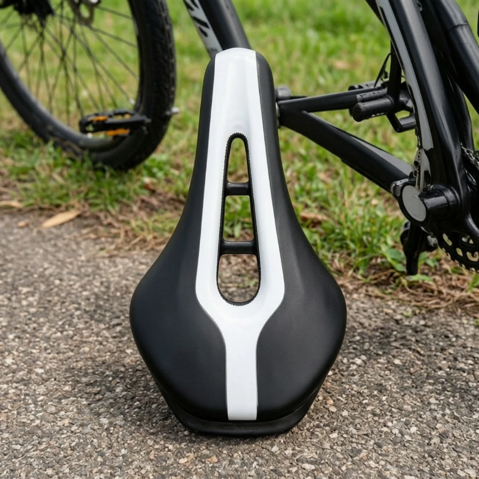 Bike Saddle with Center Ventilation Opening Streamlined Waterproof PU Bike Seat Padded Cycle Saddle Ergonomic Comfortable