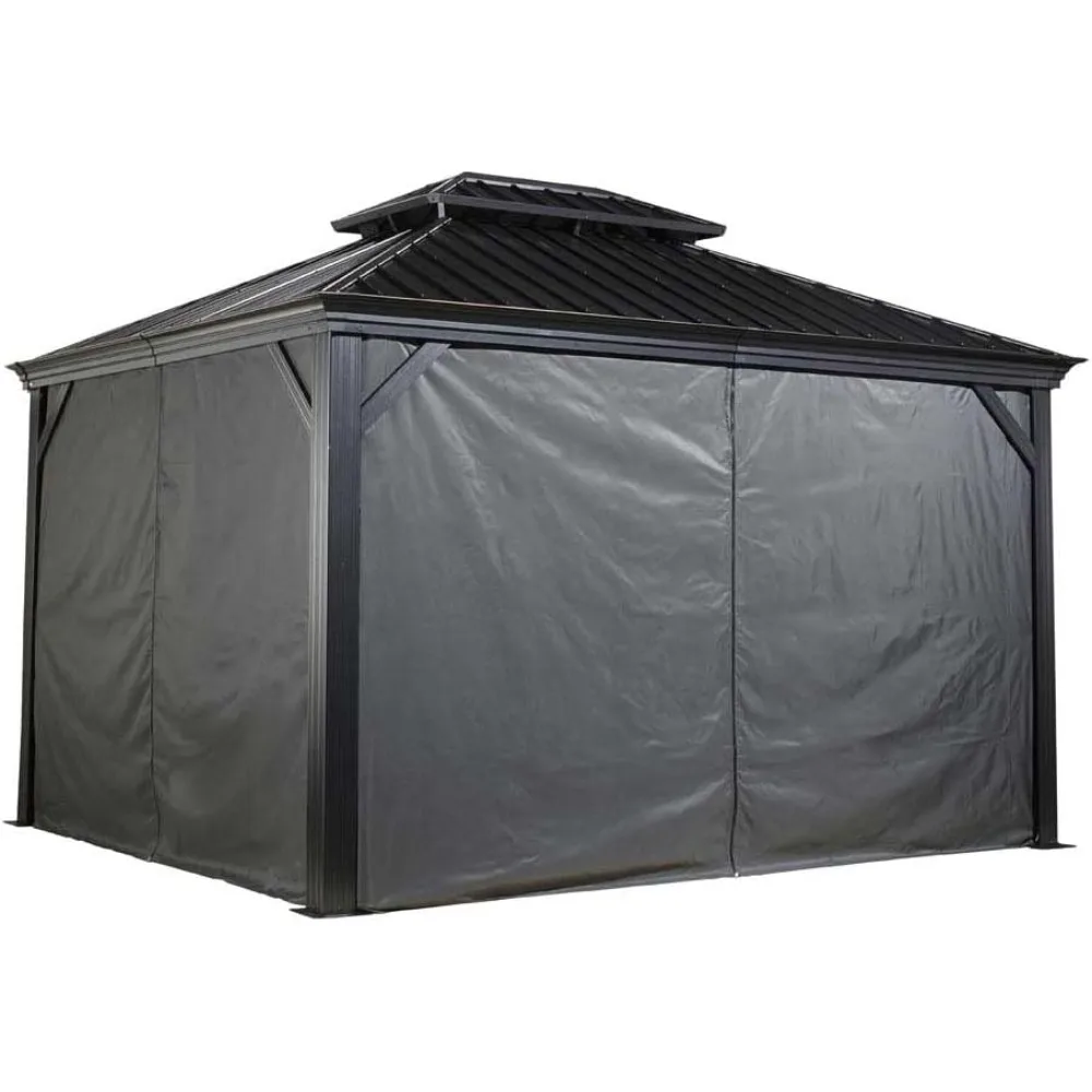 

135-9163810 10' x 12' Curtains for Monaco/Messina/Mykonos Outdoor Gazebo Models, Grey