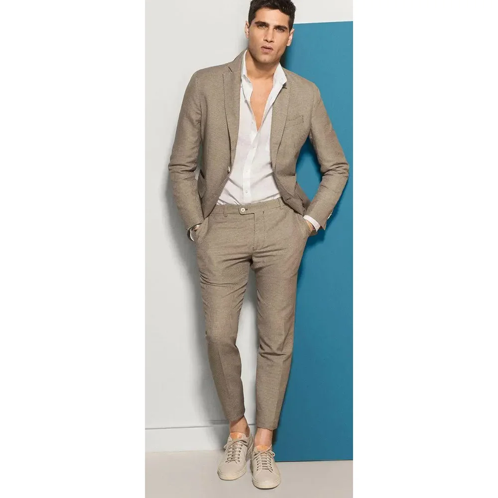 New Arrival Notch Lapel Suits for Men Elegant Single Breasted Casual Slim Clothing Fashion Office Business Formal Suit 2 Piece