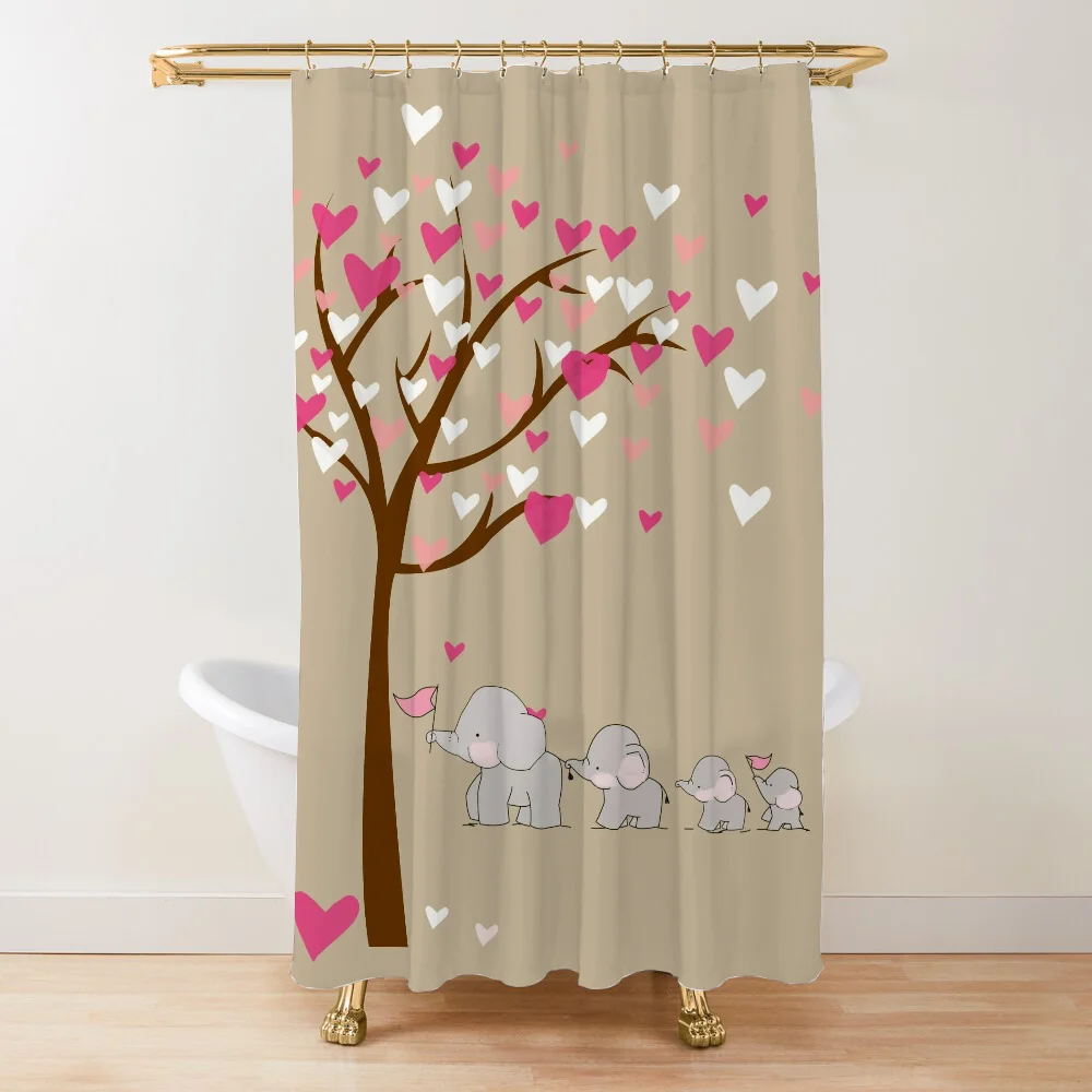 Bathroom Shower Curtain Waterproof Fabric Bathroom Curtains Cartoon Elephant Accessories Bath Set the Anti-mold Opaque Washable