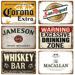 Drink Cold Beer Wine Metal Sign Poster Whiskey Plaque Vintage Tin Sign Home Wall Decor For Bar Pub Man Cave Decorative Plates