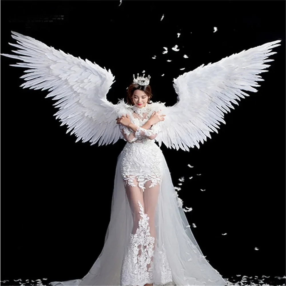 

White feather wings devil angel Halloween wings Model stage show catwalk Displays shooting props Fashion accessories