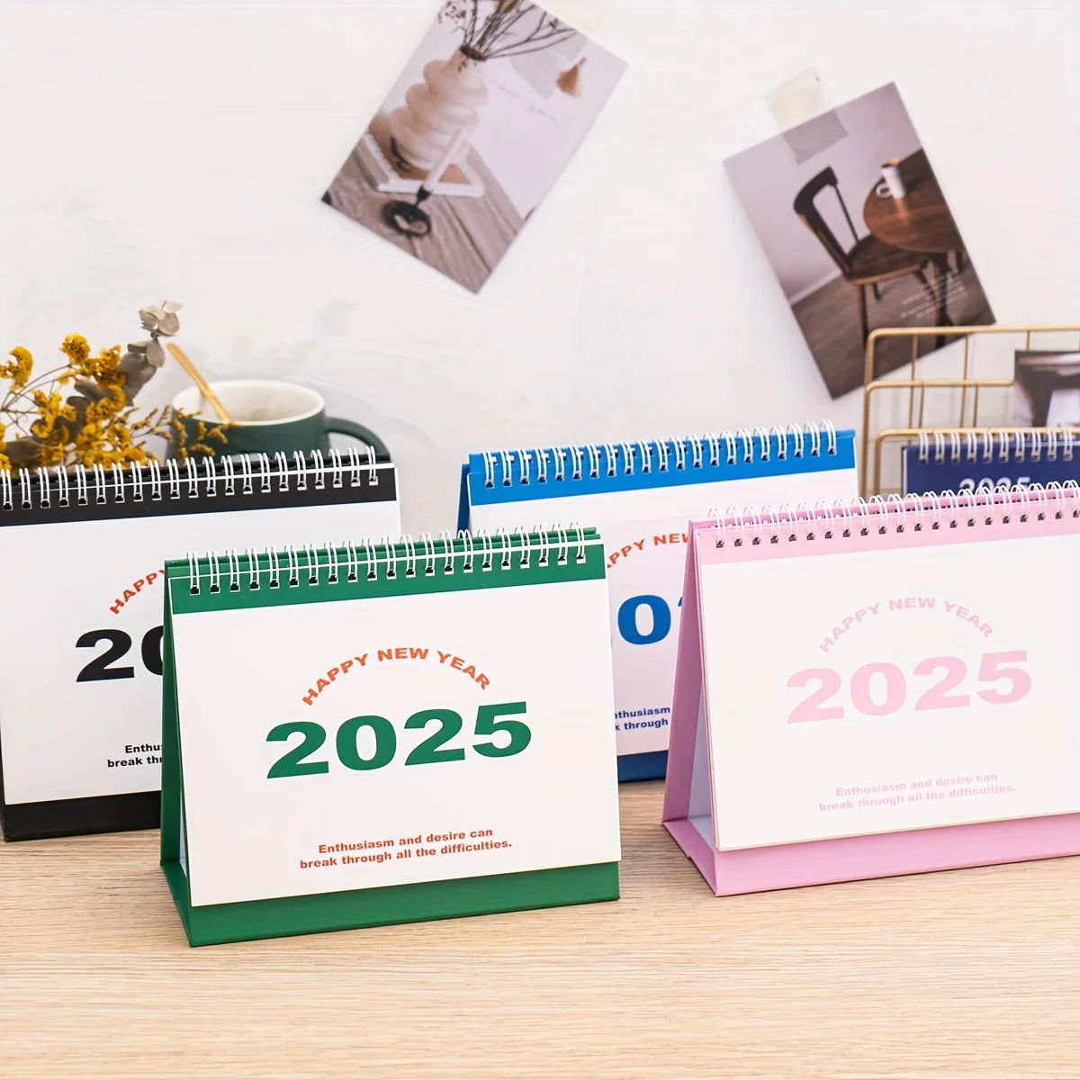 1PC 2025 Mini Calendar Morandi Calendar Desktop Ornament Creative Coil Calendar Project New Year Decoration Advent Calendar