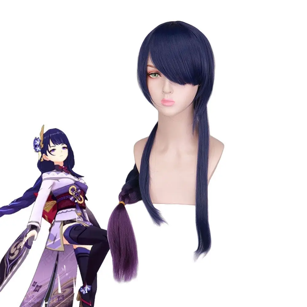 

Purple Long Braided Baal Wig with Bangs and Mesh Cap for Cosplay Raiden Ei Wig Halloween Costume Wig