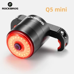 ROCKBROS Bicycle Rear Light Smart Auto Brake Sensing Light IPX6 Waterproof Type-C Charging Taillight Bike Accessories Q5 Mini