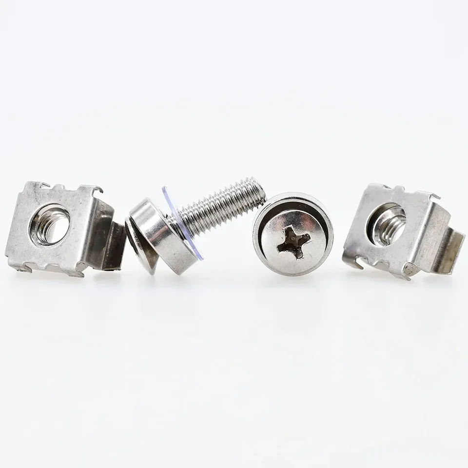 110-Piece M6 Rack Mount Screw & Cage Nut Kit With Washers - Carbon Steel Server Cabinet Hardware