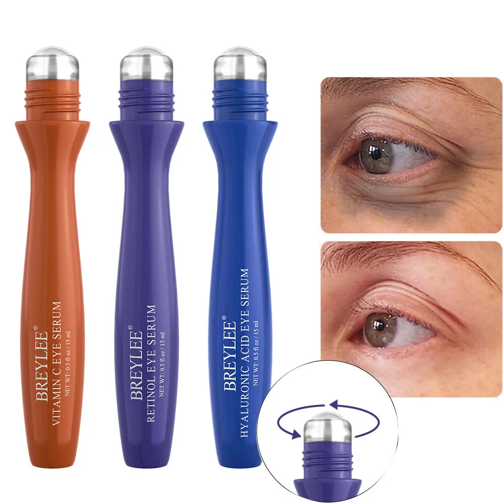 

BREYLEE Eye Serum Eye Roller Massage Vitamin C Hyaluronic Acid Retinol Skin Care Eye Bags Cream Moisturizing Dark Circles 15ml