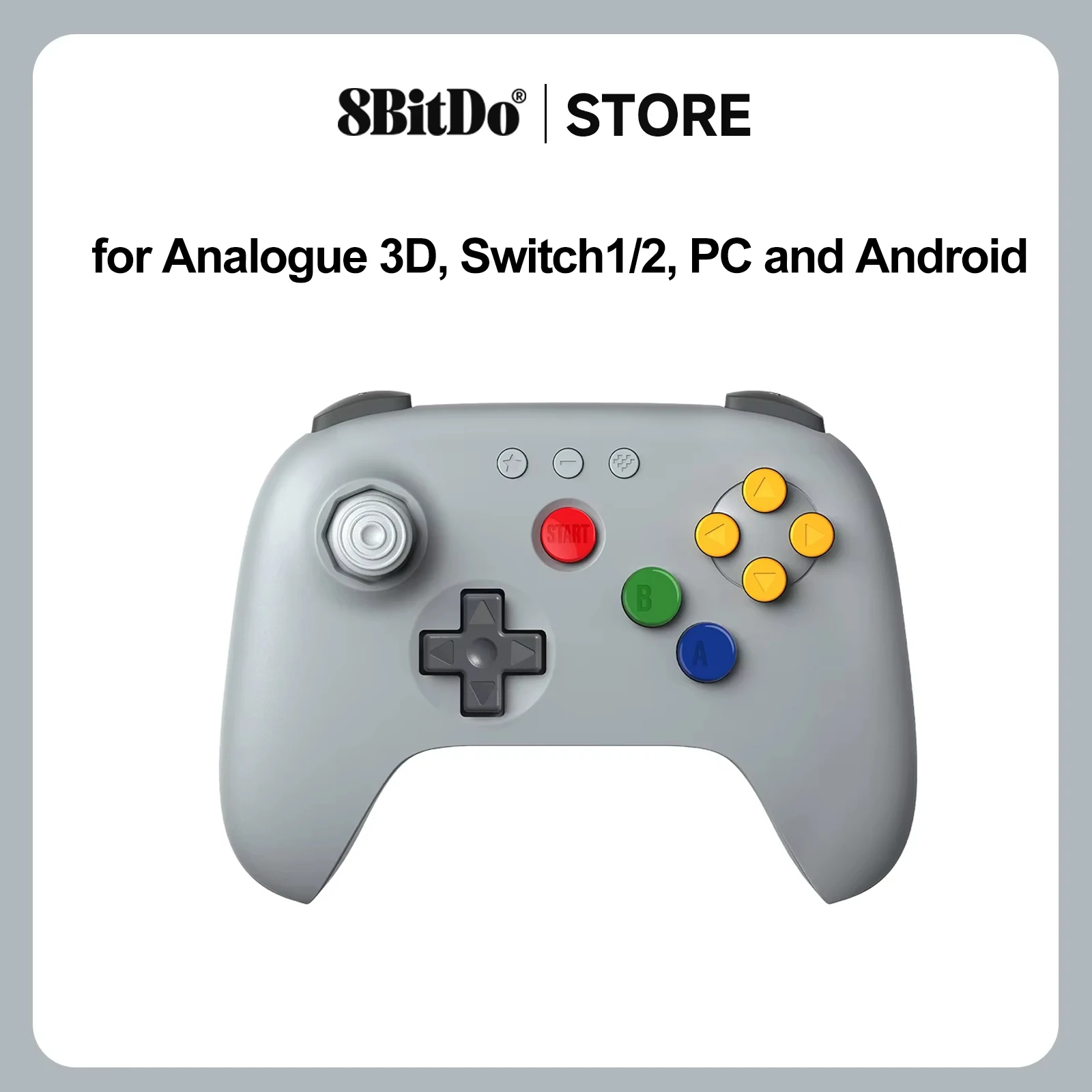 Controlador Bluetooth 8BitDo 64 com joysticks de efeito Hall para 3D analógico, Nintendo Switch, Switch 2, Windows e Android, PC