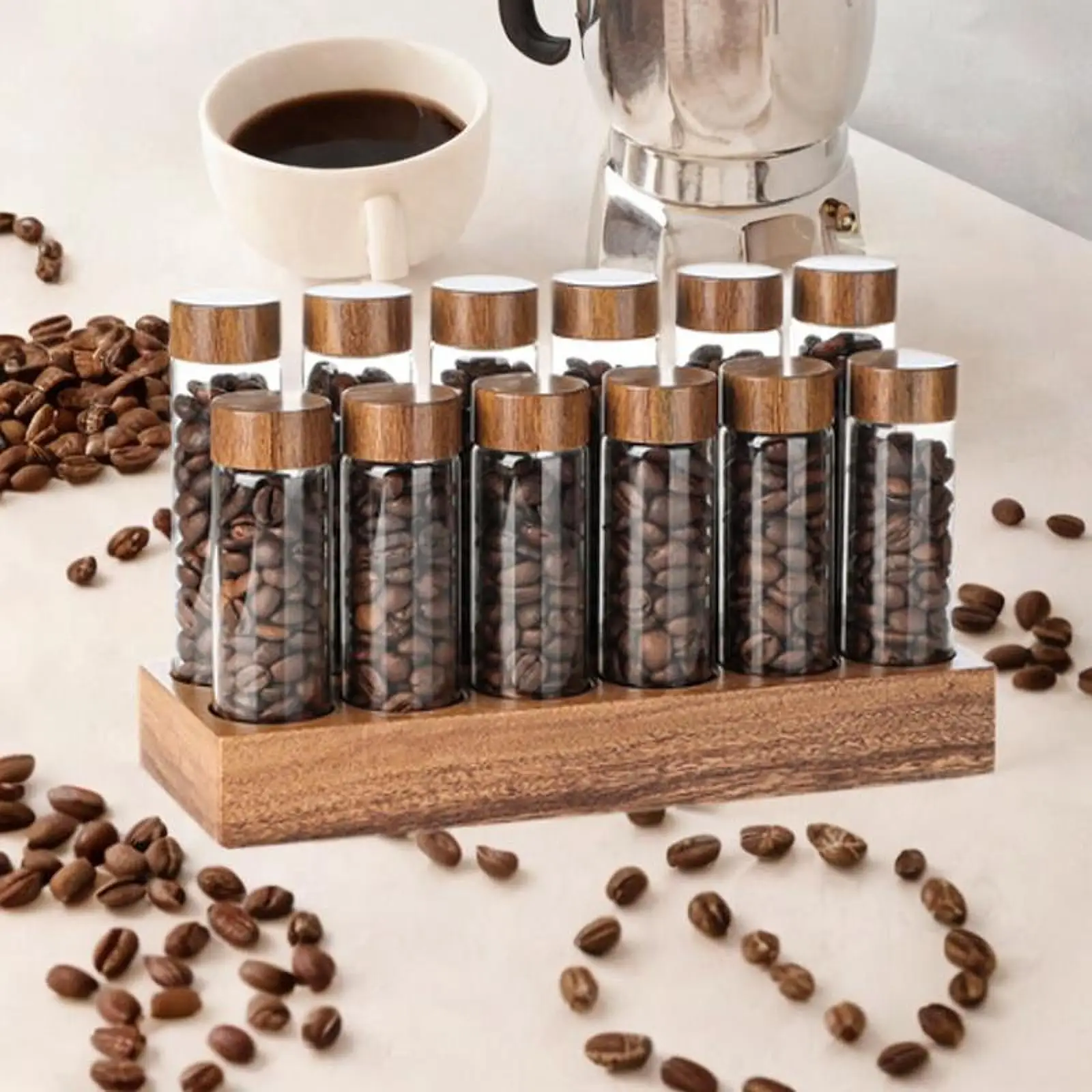 

Coffee Containers with Shelf Coffee Bean Cellars with Lids Party Decoration Coffee Bean Storage Tubes for Countertop Bar Cafe