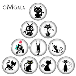 Lovely Black Cat Art Patterns 12mm/18mm/20mm/25mm Round Photo glass cabochon demo flat back Making findings