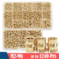 Brass Hot Melt Heat Insert Nuts Kit M2 M2.5 M3 M4 M5 M6 Thread Embedment Copper Nut Pressed Fit into for 3d printer Plastic Case