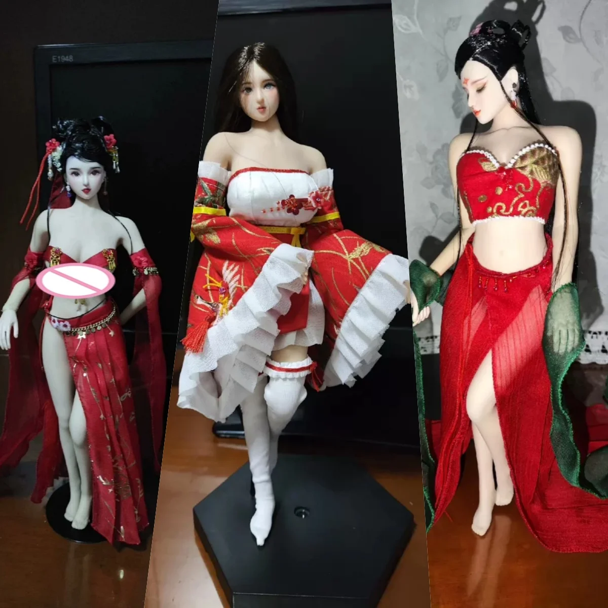 【Only Clothes】1/6 Scale Female Soldier Handmade Wide Pleated Sleeves Set Flowing Classical Dress Fit 12''Action Body Model Toys