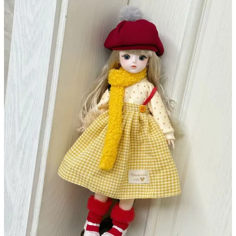 30cm 1/6 Vinyl Chubby Doll Dress-up Lolita Doll's Clothes Cute Set DIY Girl's Birthday Gift Toy（Including Glasses）