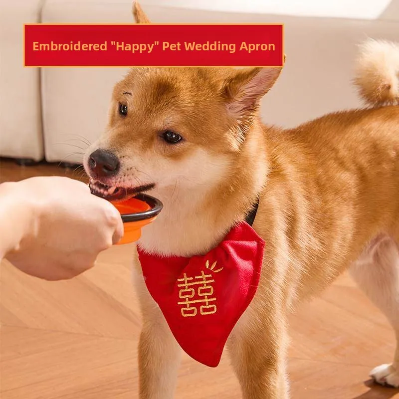 decoracao-de-casamento-bandana-para-animais-de-estimacao-coleira-para-caes-com-caractere-'dupla-felicidade'-em-vermelho-ac