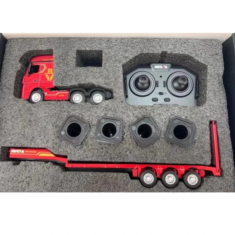 HUINA 9900 1/64 Mini Alloy RC Flatbed Tractor Truck 12CH 2.4G Remote Control Electric Engineering Trailer Vehicle Toy Model