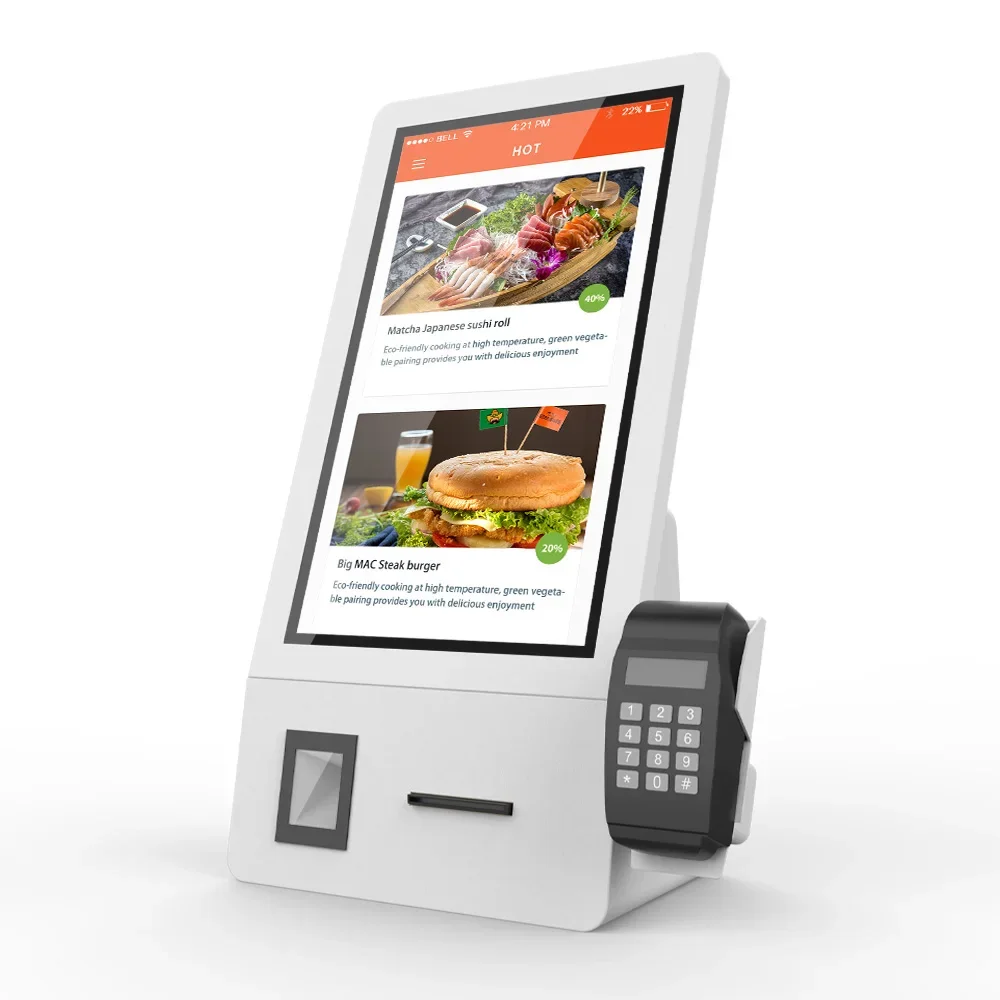 

Touch Screen 21.5 Inch Restaurant Wholesale Custom Self Service Payment Kiosks for Self Service Android Machine Window