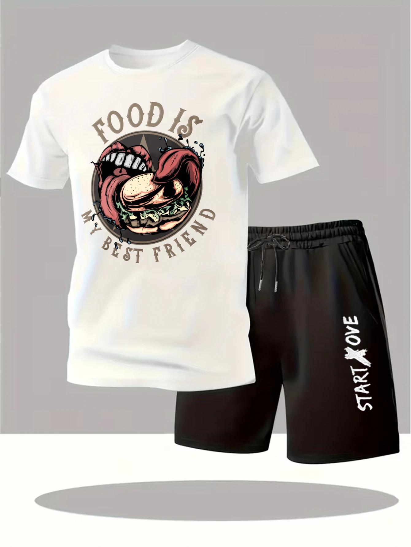 

Мужские комплекты 2025: Новинка! Модный спортивный костюм с графическим принтом, комплект из свитшота и шорт, мужской костюм с коротким рукавом