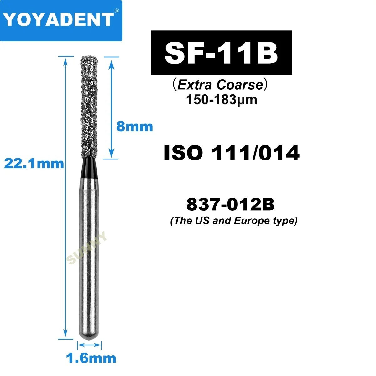 SF Type Dental Diamond Burs Dentistry Drills Dental Bur for High Speed Turbines Dentist Tools Dia.1.6mm 10pcs/Pack Dentist Tools