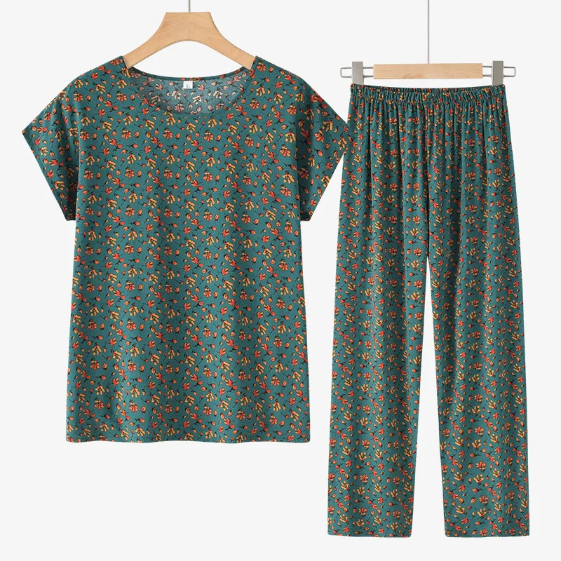 XL-5XL Plus Size Damen Pyjama Anzug neue Baumwolle Rayon Nachtwäsche Kurzarm Capri Hosen Pyjama Sets Home Pyjama Pour Femme – Detail 12