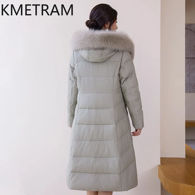 Real Sheepskin Puffer Jacket Women Luxury Long Down Coats New in Outerwears 2024 Winter Womans Clothing Fox Fur Collar пуховик