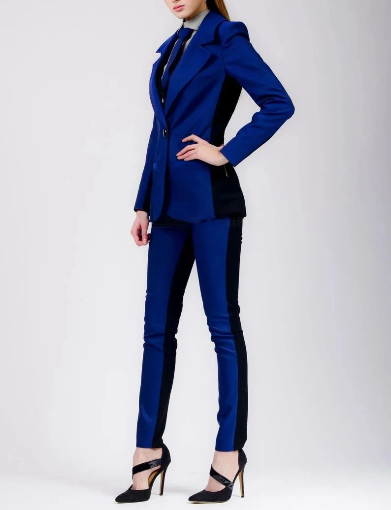 Conjunto de 2 piezas de pantalón para mujer, uniforme de oficina, pantalones formales, chaqueta, Blazer