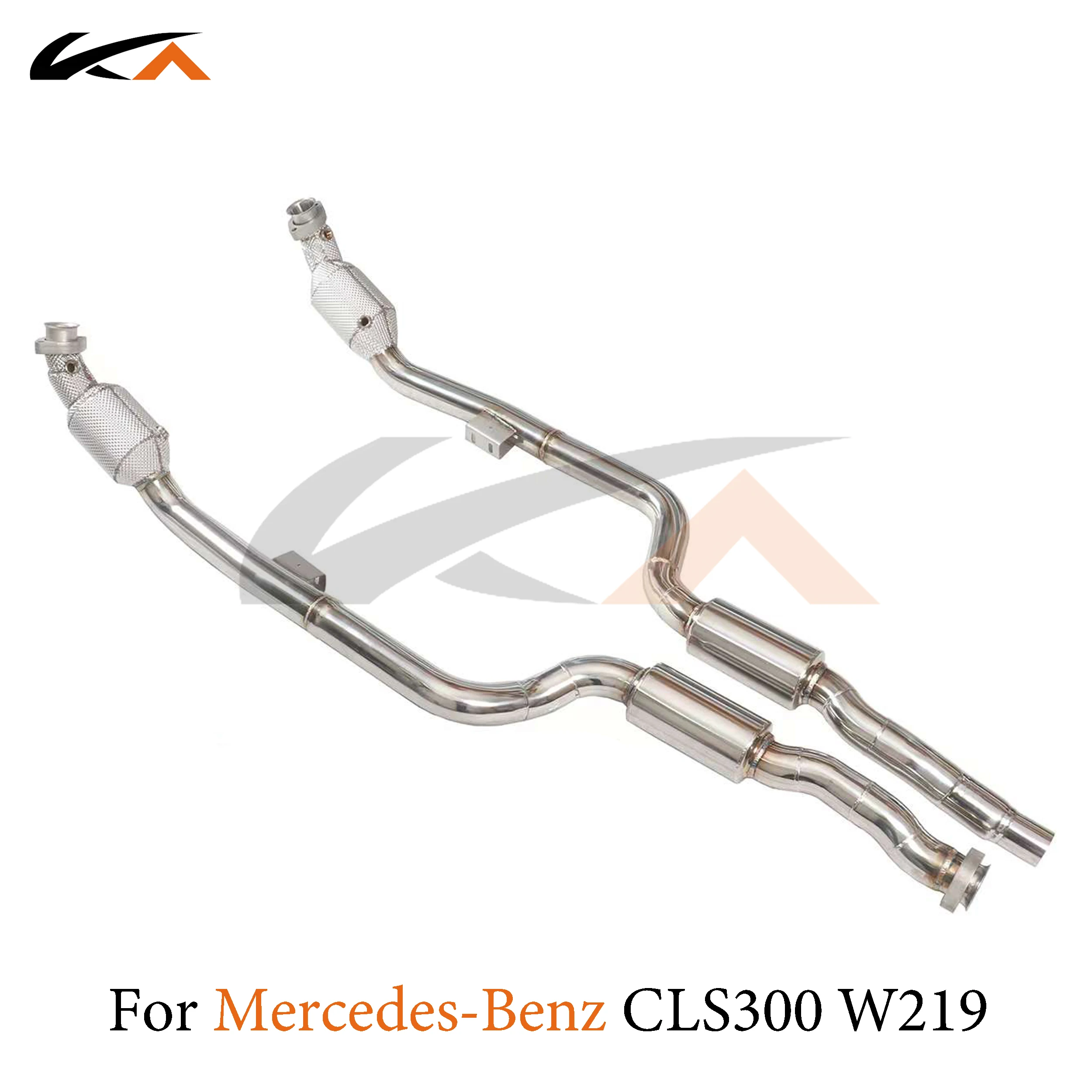 KA Tuning downpipe exhaust steel headers for Mercedes-benz cls300 w219 3.0 downpipe performance auto parts heat shield catted