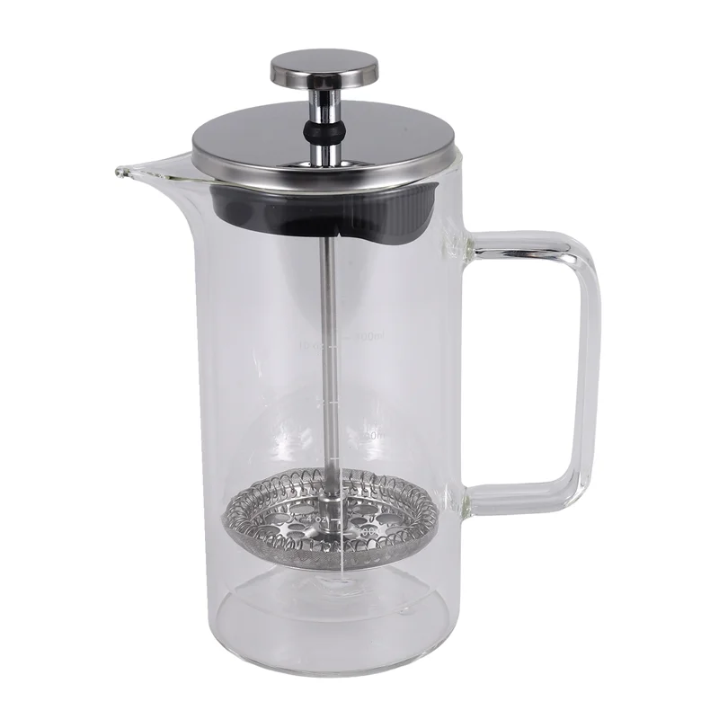 

LICE-Double Layer High Borosilicate Glass Press Pot Press Filter Coffee Apparatus French Coffee Pot With Scale