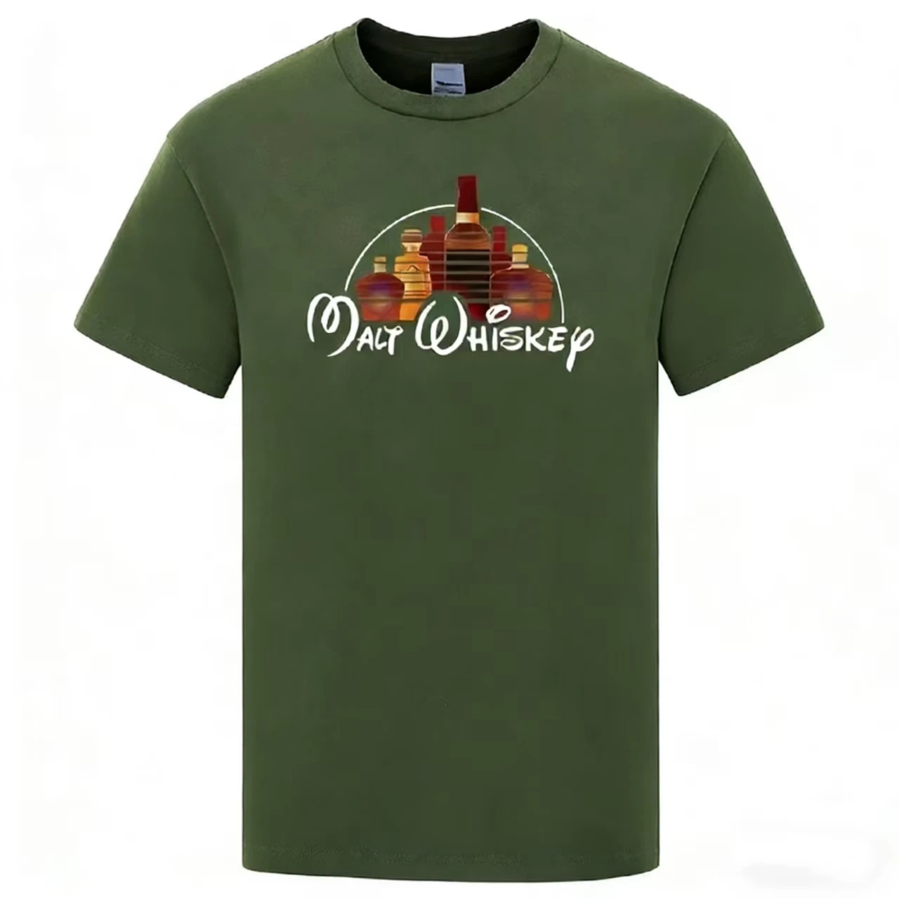 Summer Men's T-shirt 100% Cotton Funny Malt Whiskey Print Summer Loose O-neck Cool T Shirt for Men Short Sleeve T-shirt Male Tee