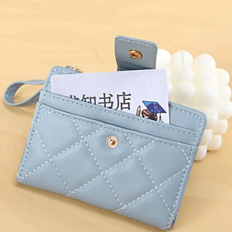 Women PU Leather Zipper Wallet Girls Student Bus Bank Credit Card Holder Coin Change Pocket Solid Color Small Short Money Bag