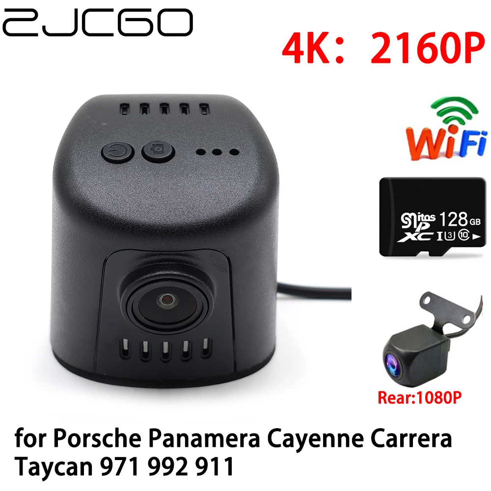 

ZJCGO Car DVR Dash Cam Wifi Front Rear Camera 2 Lens 2K 4K 24h Parking for Porsche Panamera Cayenne Carrera Taycan 971 992 911