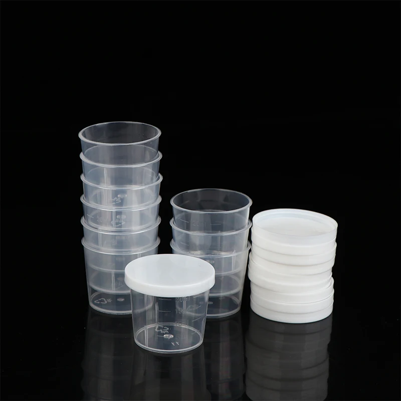 

10Pcs/Set 20/30/50/100ml Organizer Cup Container For Liquid Medicine Clear Liquid Pill Measuring Cups With Lids Travel Pill