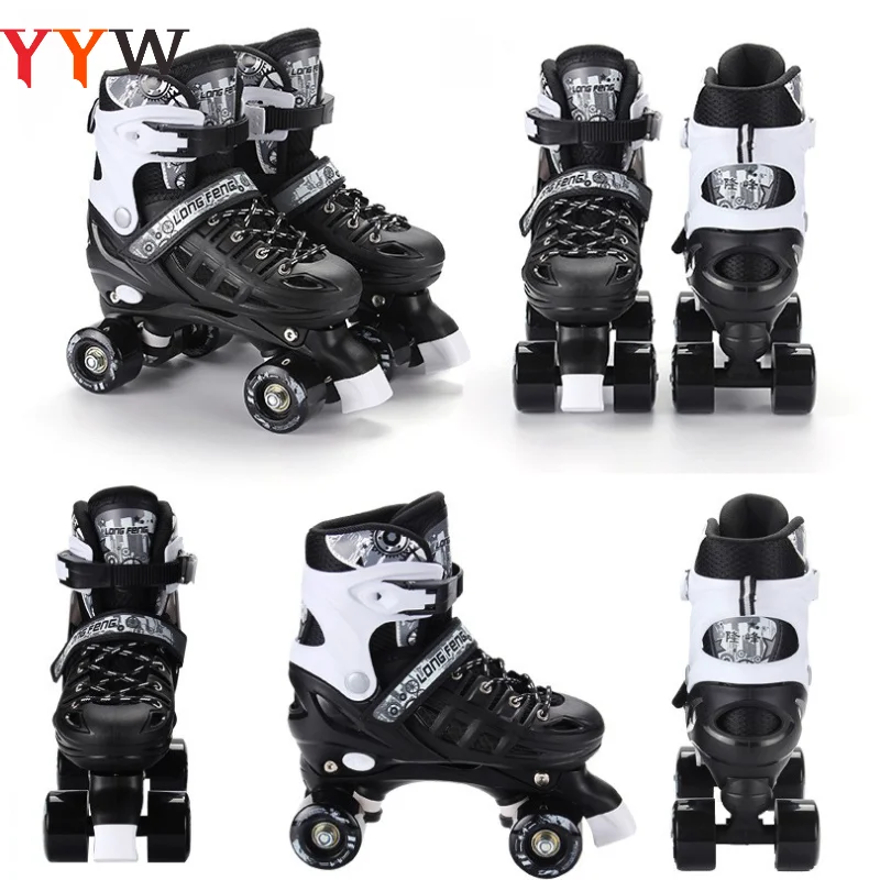 Size 31 32 33 -42 Skate Shoes Double Row Quad Roller Skates Flashing Adult Kids Outdoor Skating Sneakers For Beginner Boys Girls