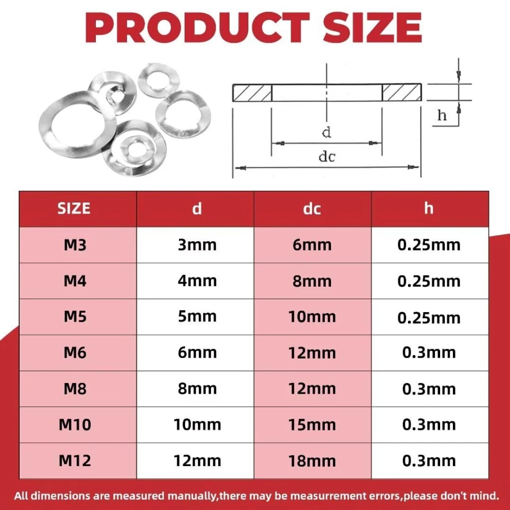 350 قطعة 304 الفولاذ المقاوم للصدأ موجة غسالة M3-M12 ثلاثة موجة الذروة غسالات DIN42013 الربيع غسالات موجة عمود مرن غسالة
