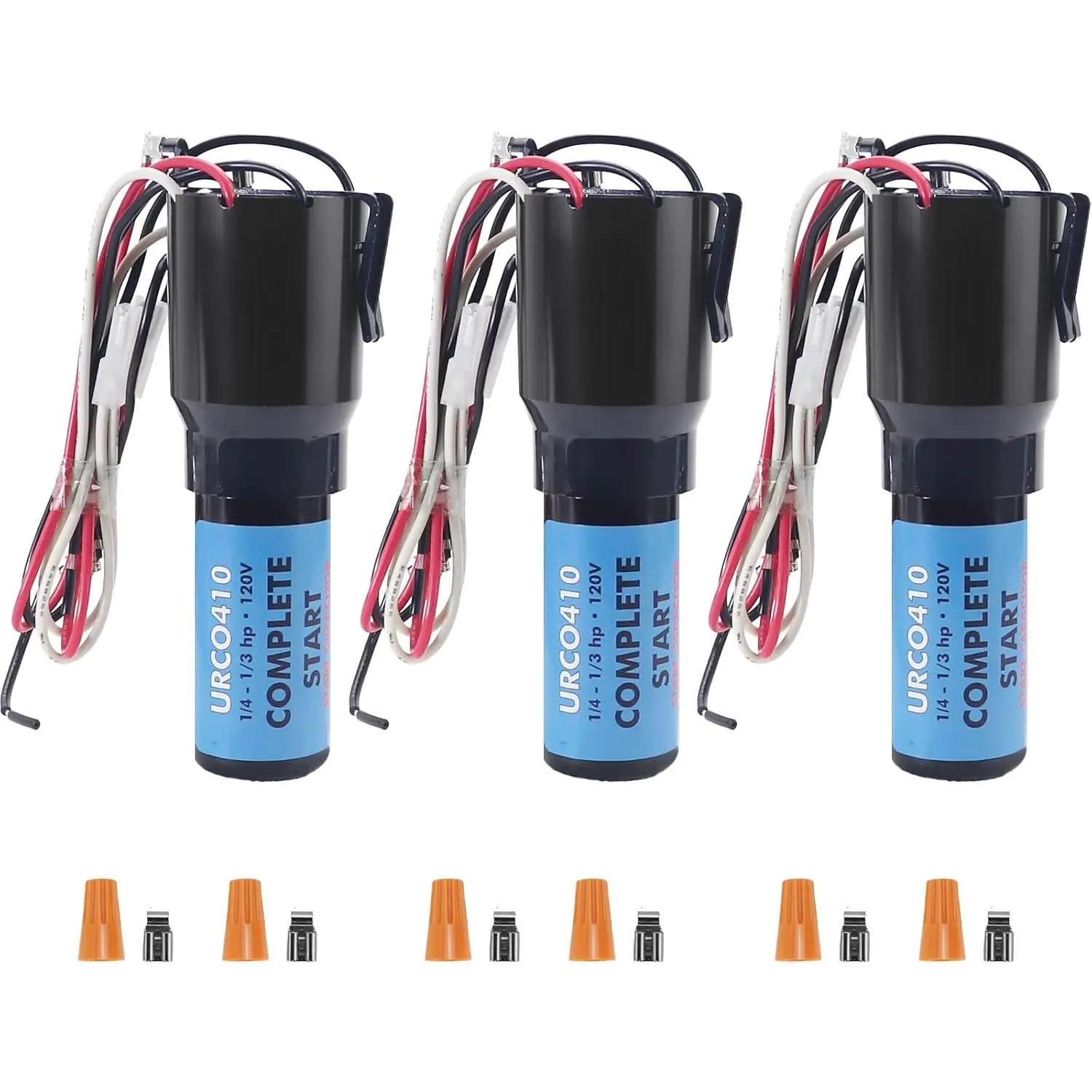 3pcs URCO410 3 in 1 Hard Start Kit Compatible with Refrigerators and Freezers 115VAC Compressor Hard Start Capacitor