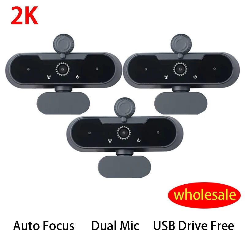 

Wholesale 3PCS Full HD 2K Webcam Auto Focus USB Web Camera PC Laptop Webcams with Microphone for Live Streaming/Video Calling