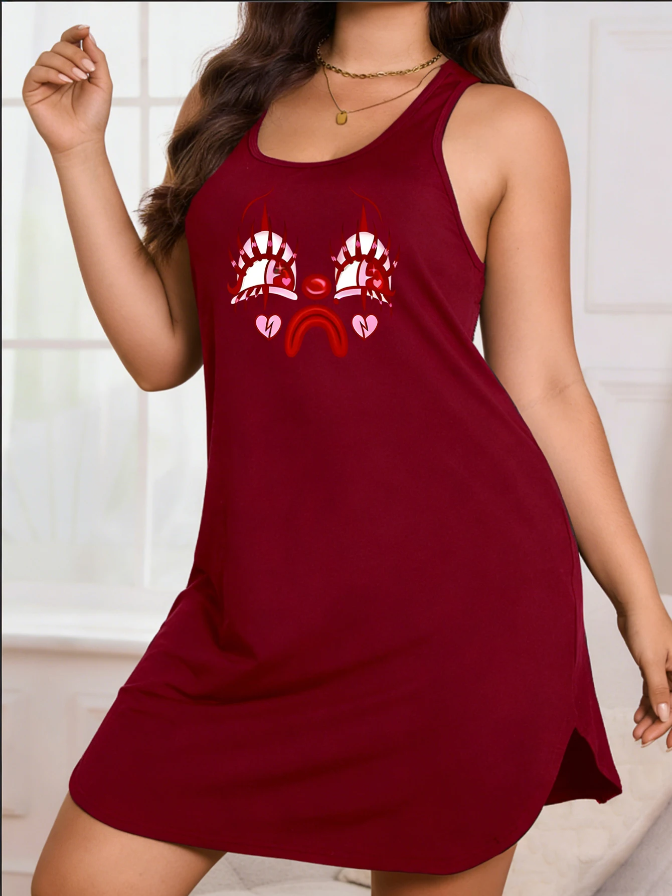 

Платье-кардиган с высоким воротником и принтом в виде комиксных лиц, повседневное платье с короткими рукавами и круглым вырезом, весенне-летняя женская одежда.