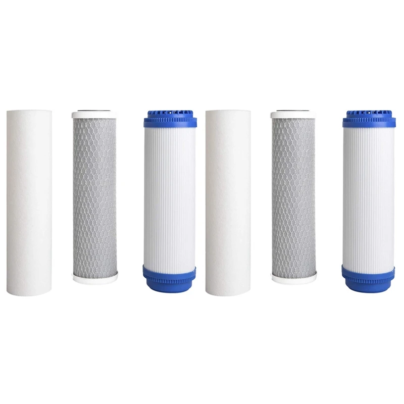

6Pcs 10Inch Filter Elements Filtration System Purify Replacement Part Universal For Water Purifier