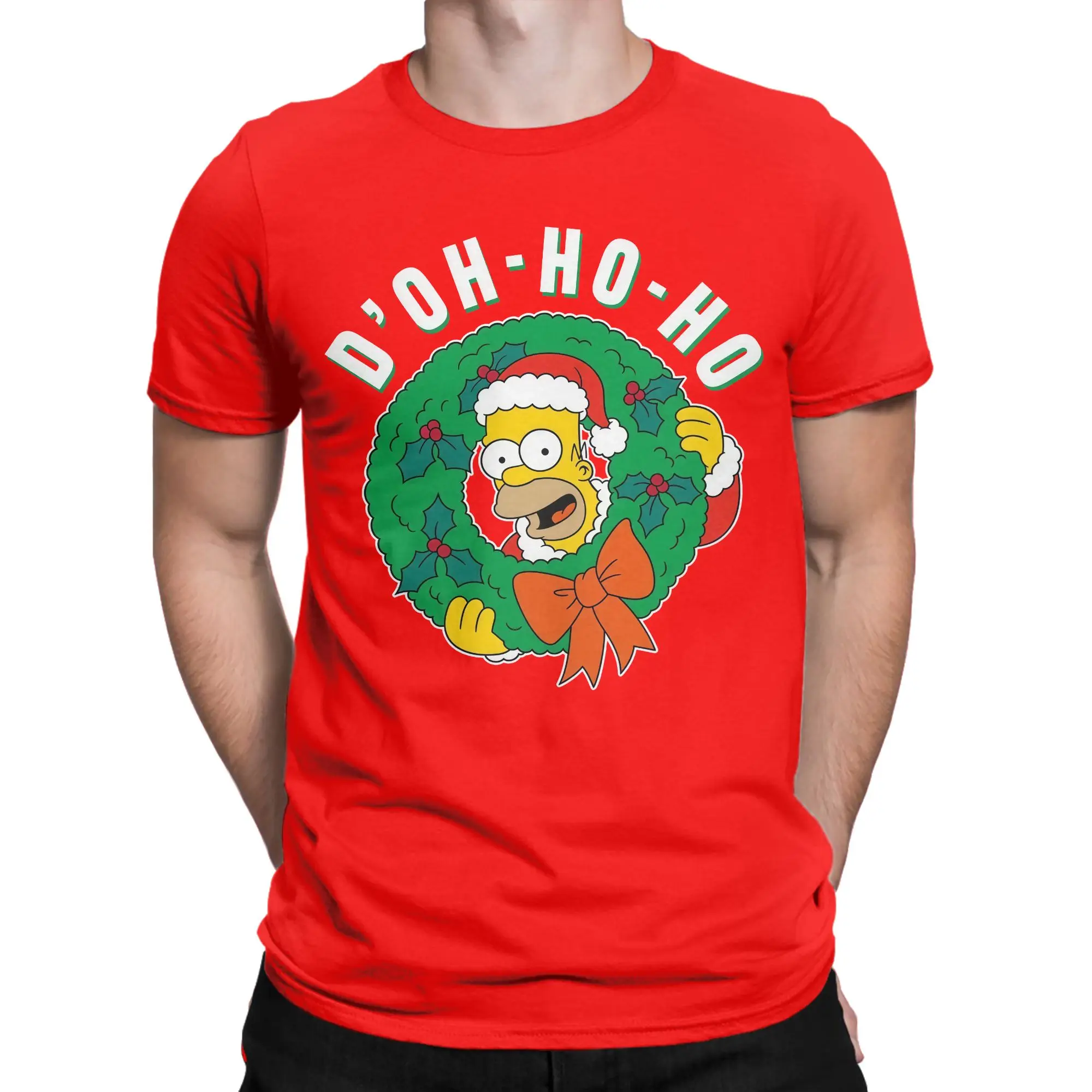 Unique Cartoon S-Simpsons Christmas T-Shirt for Men Round Collar 100% Cotton T Shirt  Short Sleeve Tee Shirt Summer Clothes