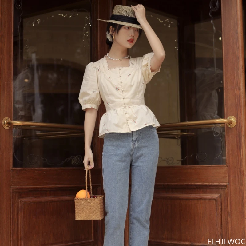 Cotton Short Chic Tops Long Sleeve Basic Shirts Single Breasted Button Blouse Retro Japan Korea Style Peplum Women Tops Bow Tie