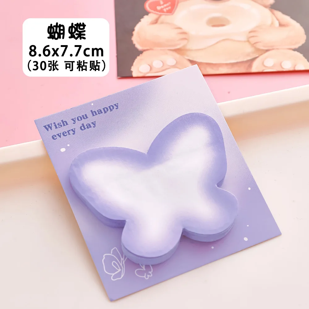 Cute Irregular Gradient Sticky Notes Tearable Strong Adhesion Reusable Memo Pads for Students Message Taking School Stationery