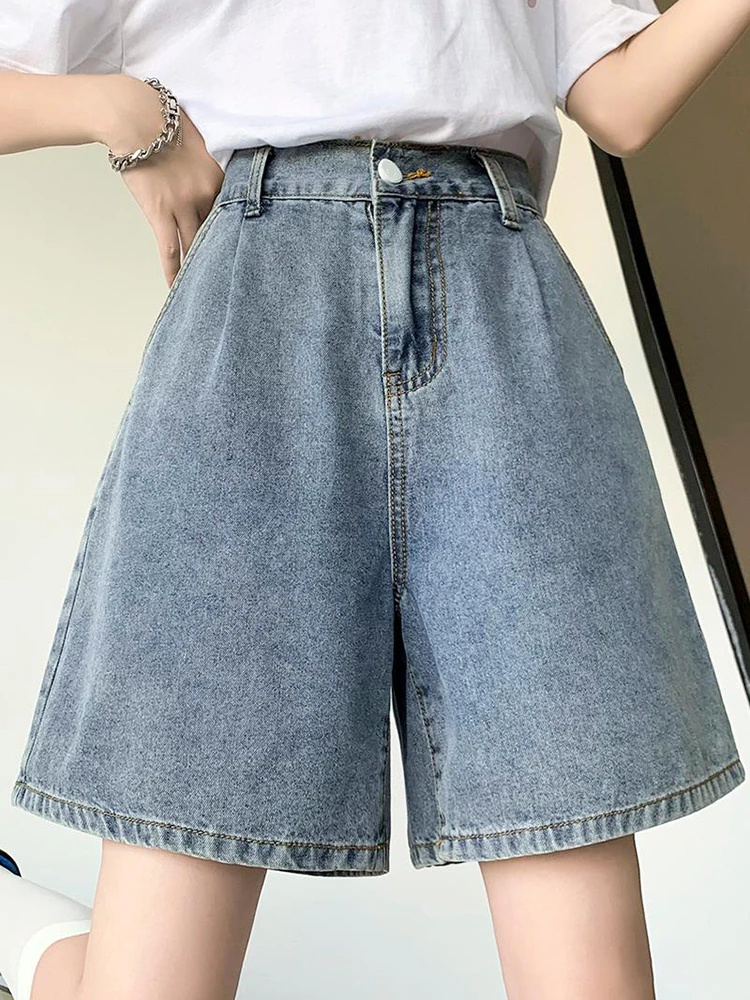 Casual Streetwear Summer Denim Shorts Women Half Length Loose Wide Leg Bermuda Feminina 5XL 6XL Big Size Jeans Short Femme Pants