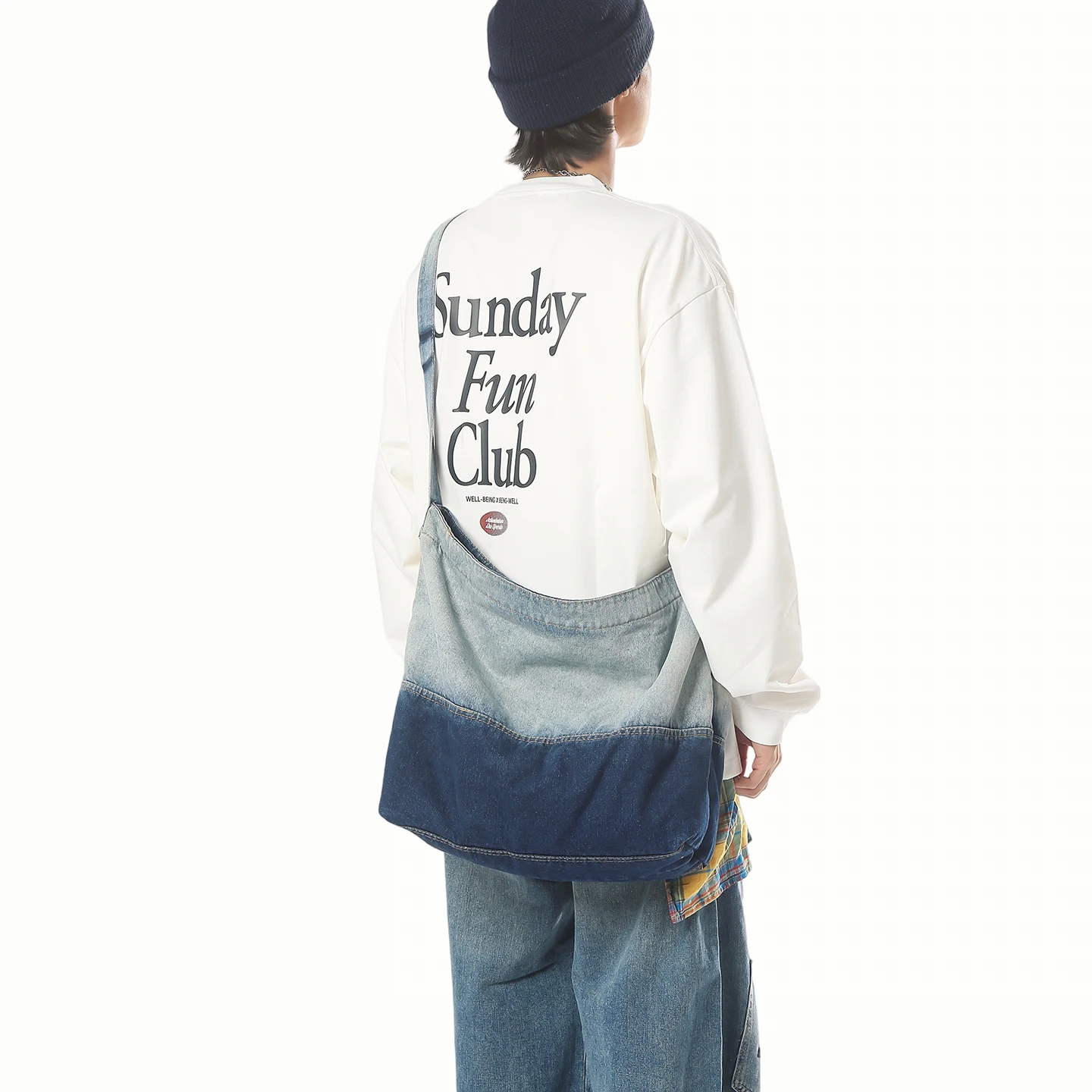 

Джинсовая женская сумка с градиентом, джинсовая эко-сумка, корейская сумка-мессенджер, сумка через плечо Y2K, винтажная сумка для покупок, модная сумка на ремне, большая